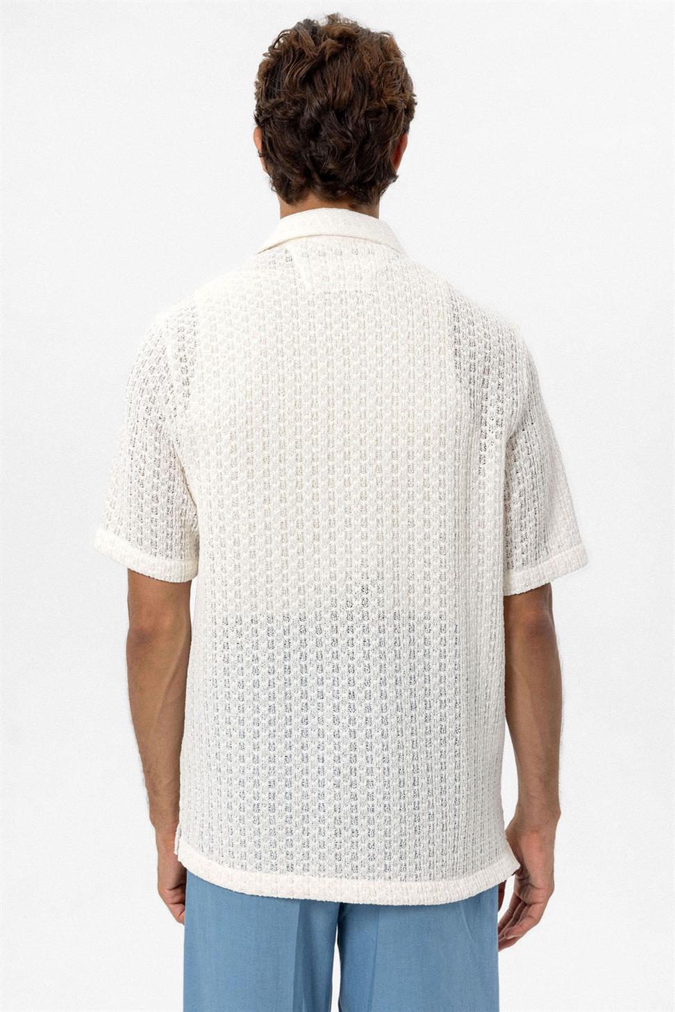 Antioch Ekru Dokulu Kroşe Erkek Gömlek