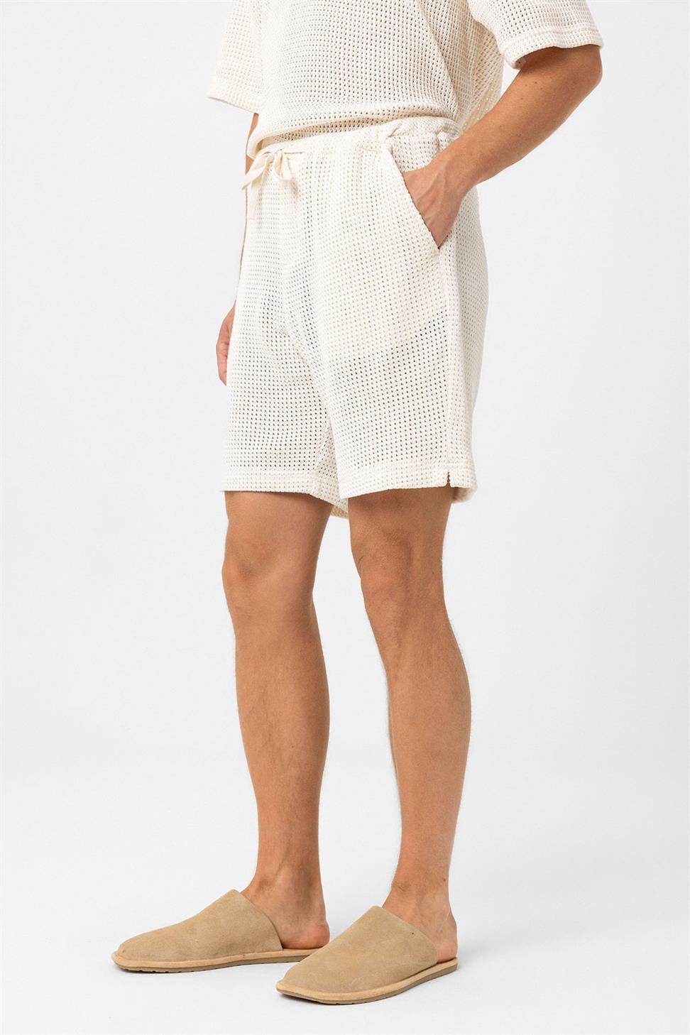 Antioch Ekru Dokulu Relaxed Erkek Şort