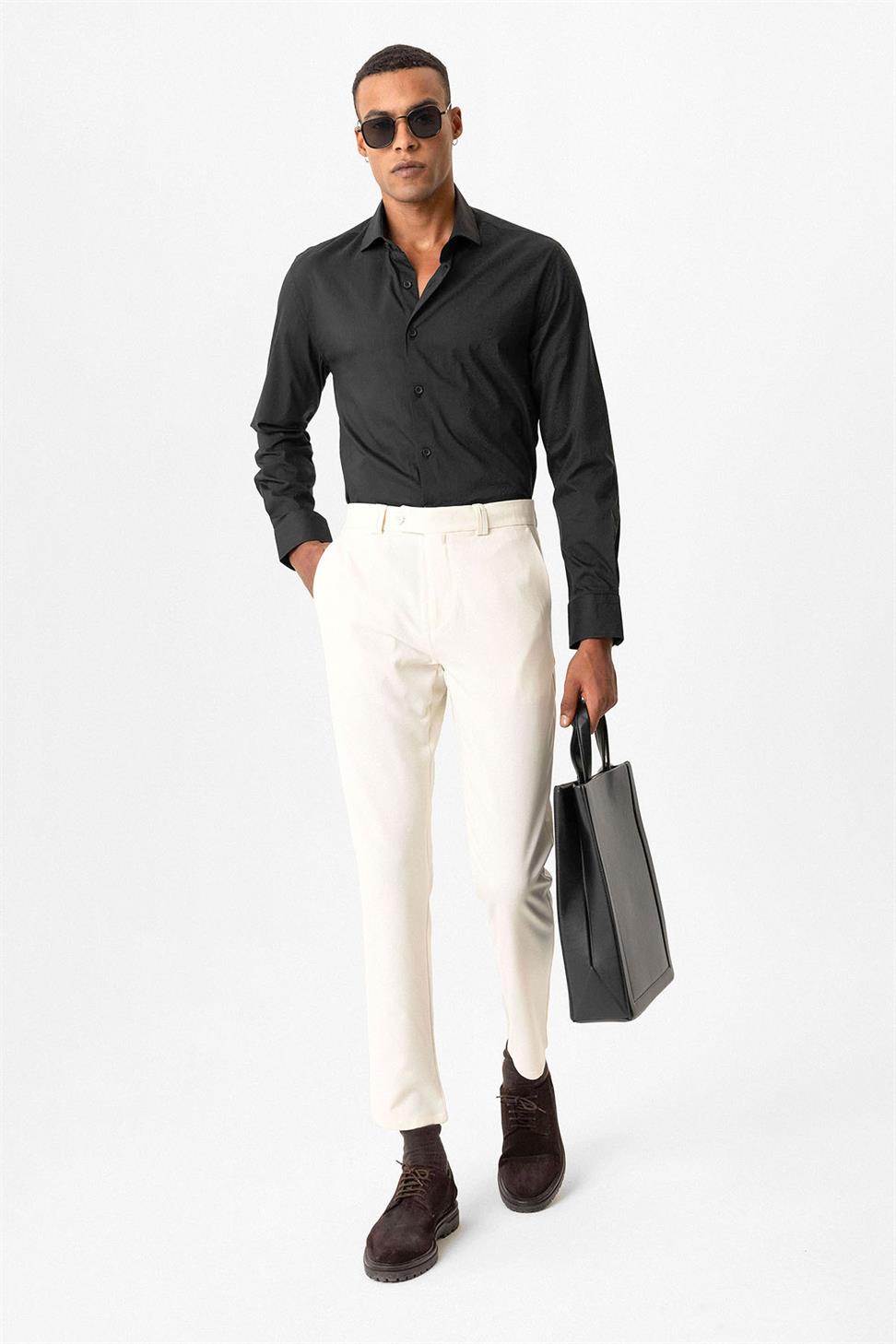 Antioch Ekru Erkek Slim Fit Kumaş Pantolon