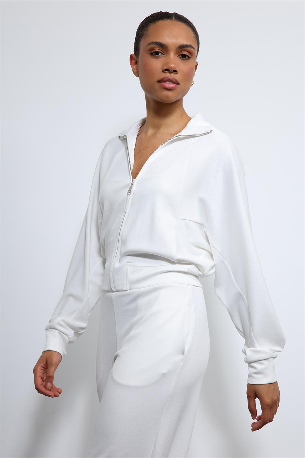 Antioch Ekru Geniş Paça Çizgili Eşofman Takım