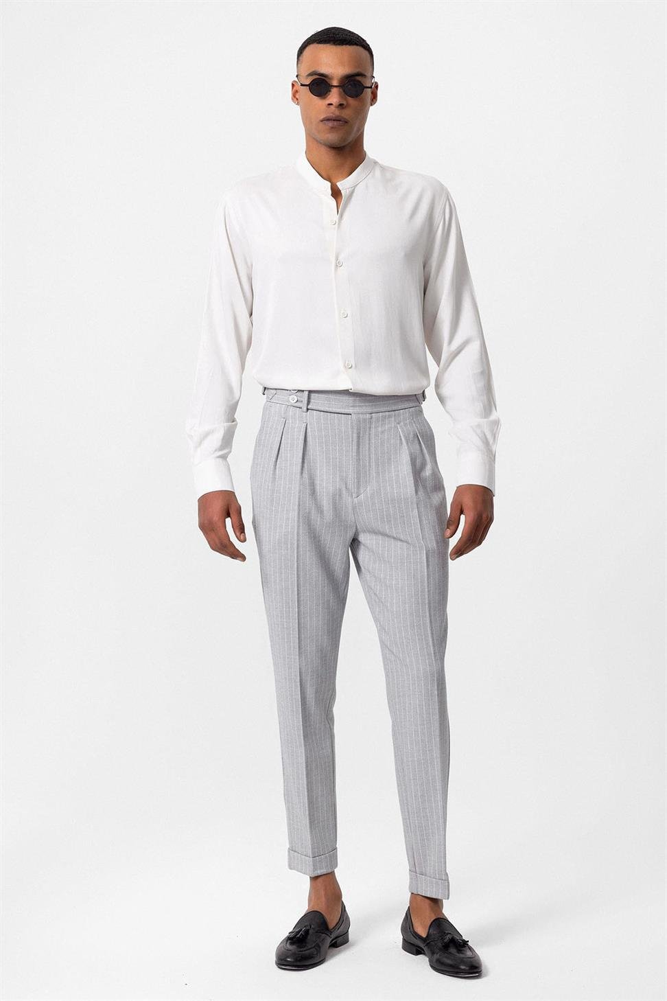 قميص رجالي بياقة القاضي بياقة عادية