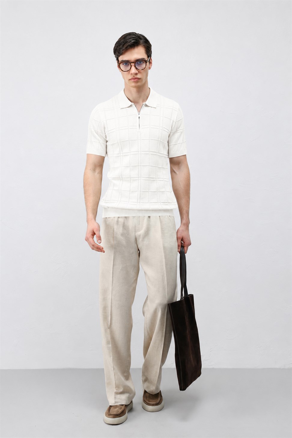 Mens Checkered Knit T-Shirt