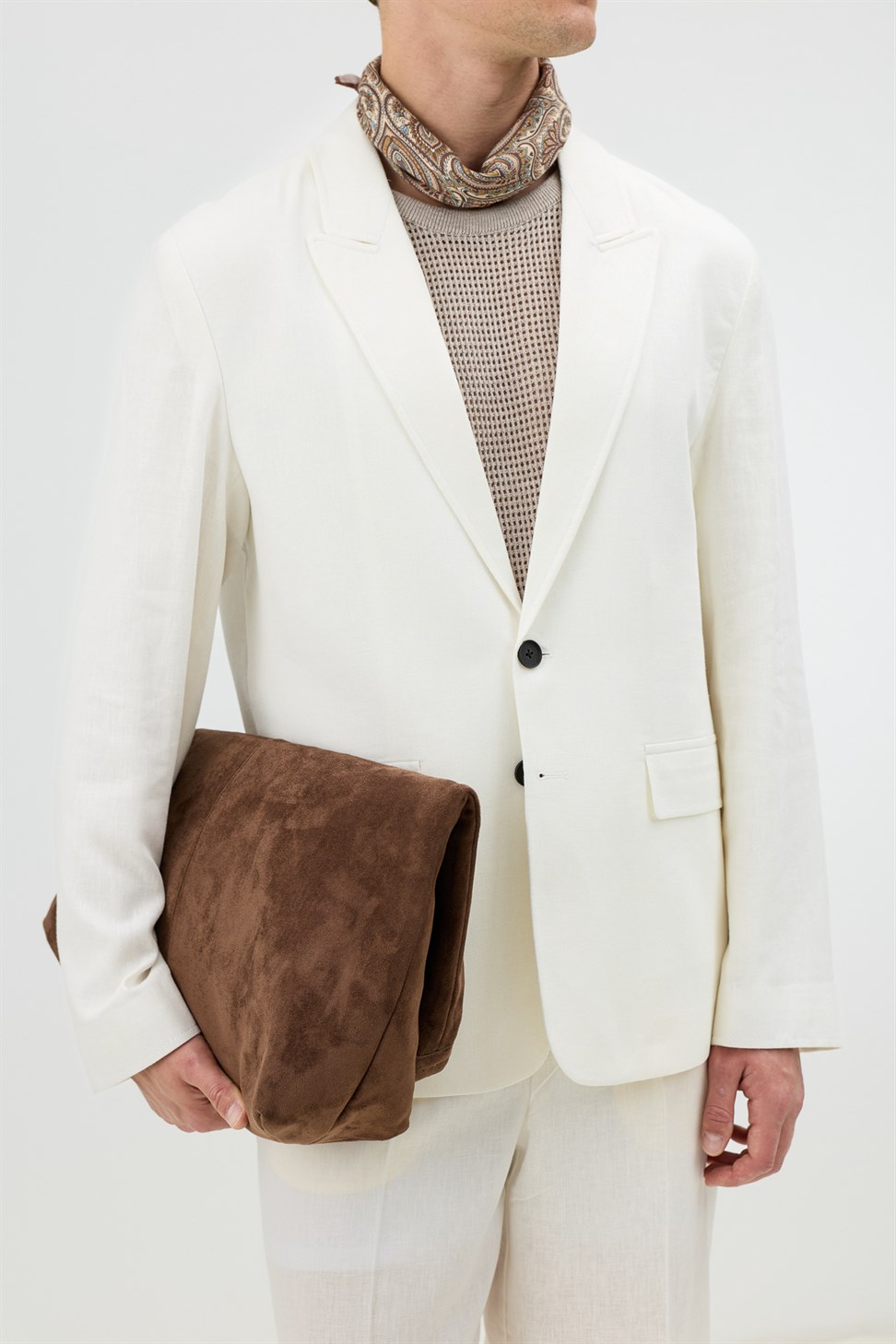 Antioch Ekru Keten Karışımlı Erkek Blazer Ceket