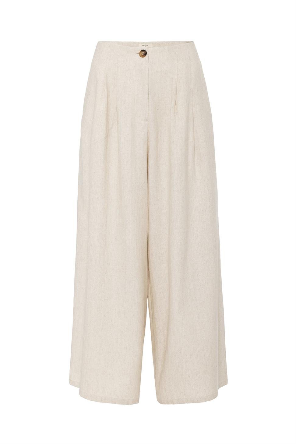 Antioch Ekru Keten Karışımlı Kadın Culotte Pantolon