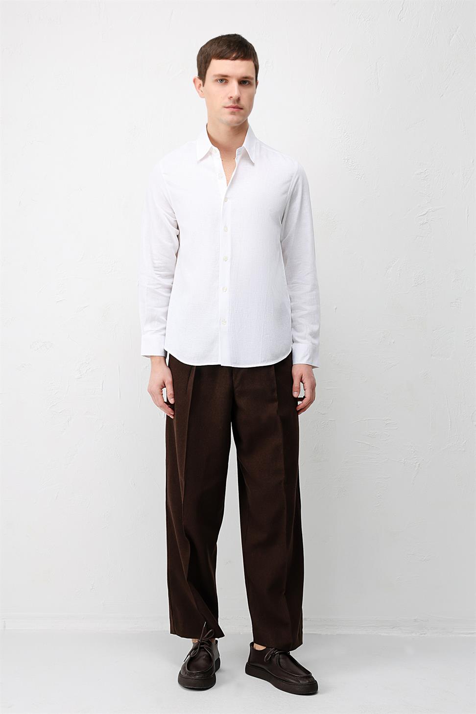 Relax Fit Mens Shirt with Linen Blend