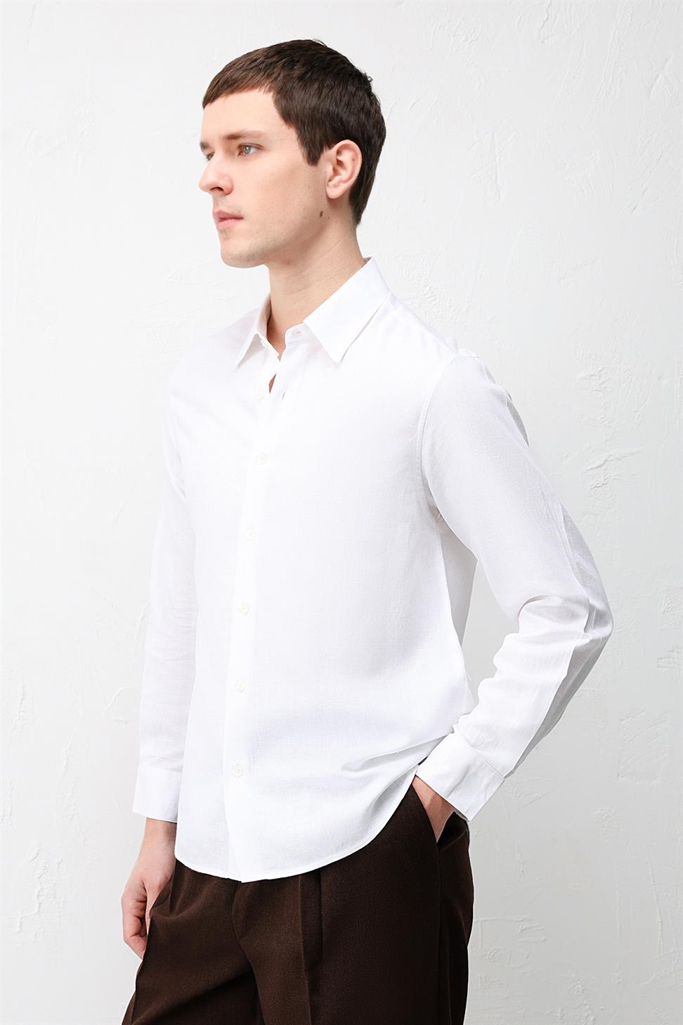 Relax Fit Mens Shirt with Linen Blend