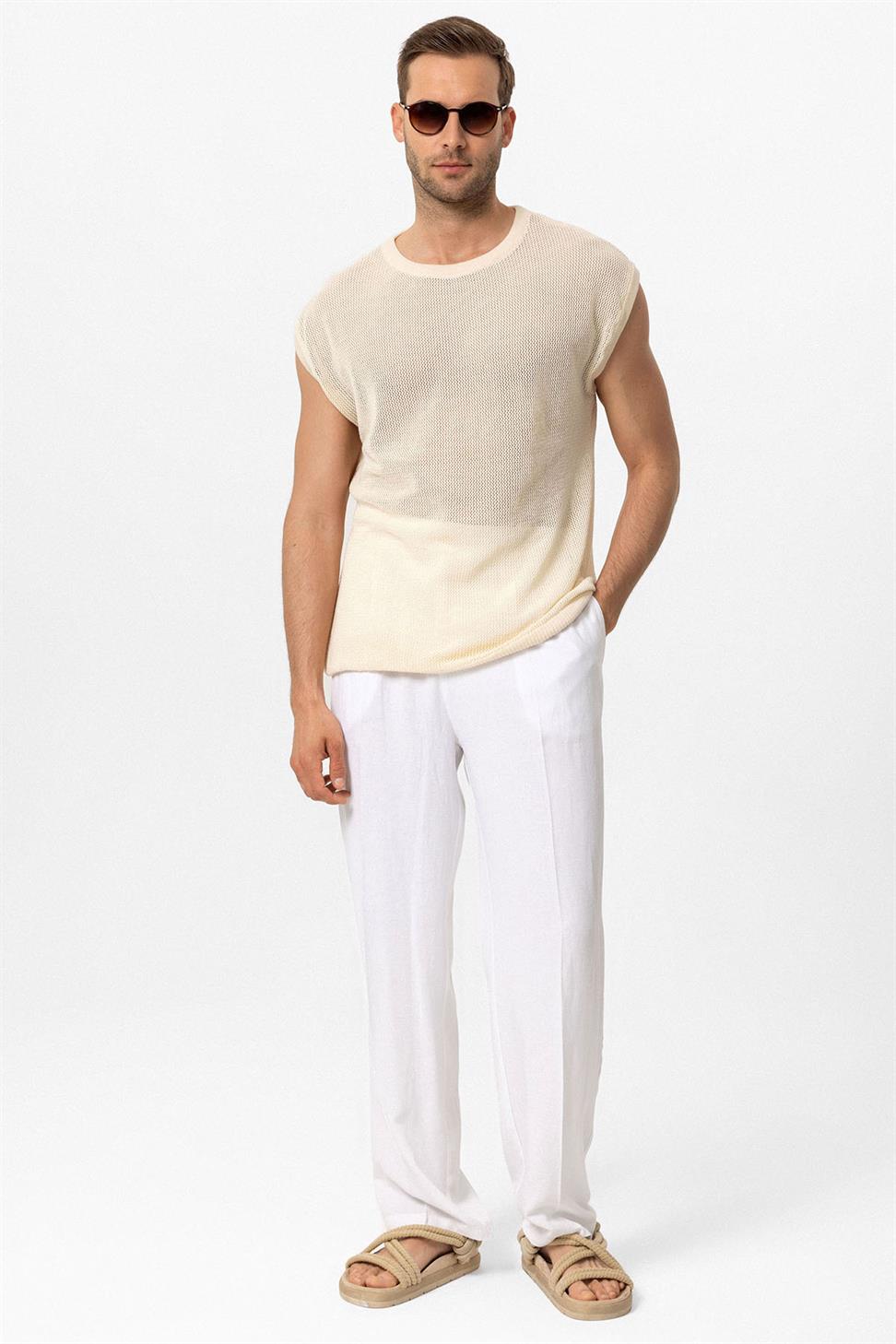 تي شيرت رجالي مخرم بدون أكمام للرجال