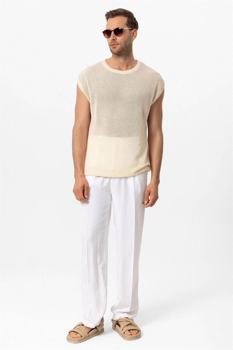 تي شيرت رجالي مخرم بدون أكمام للرجال