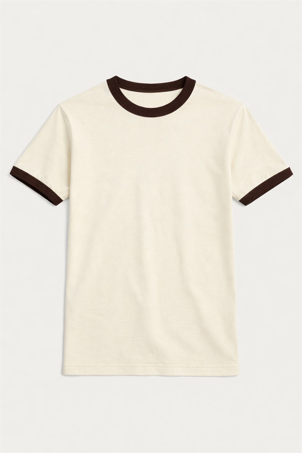 Antioch Ekru Kontrast Yaka Erkek T-Shirt