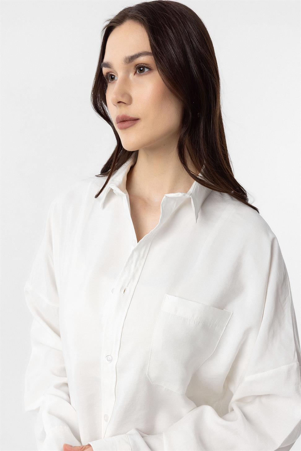 Antioch Ekru Modal Kadın Gömlek Pantolon Takım