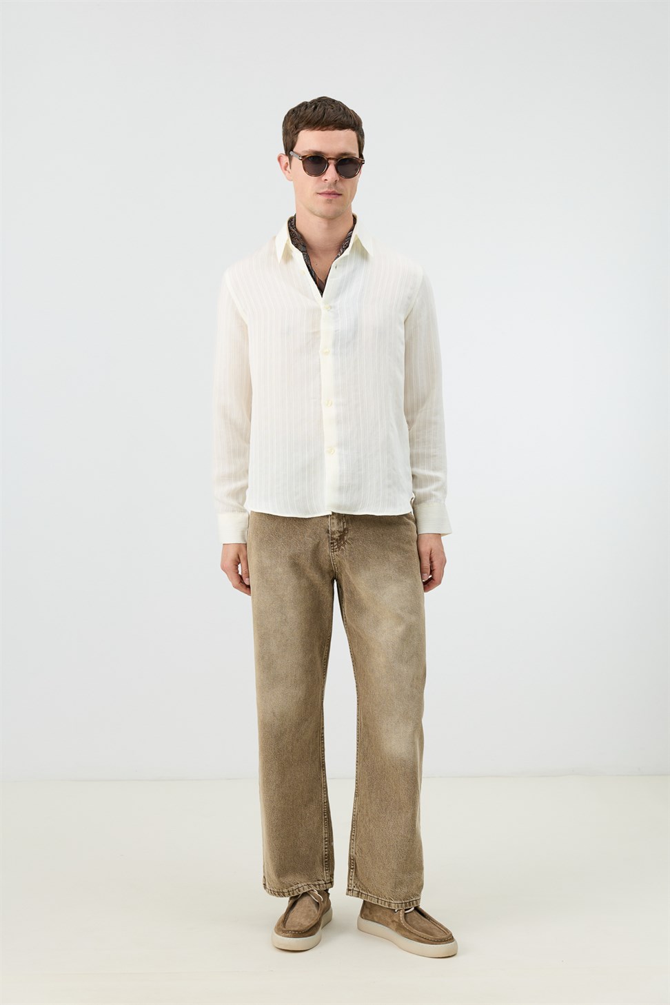 Mens Striped Shirt with Modal Blend