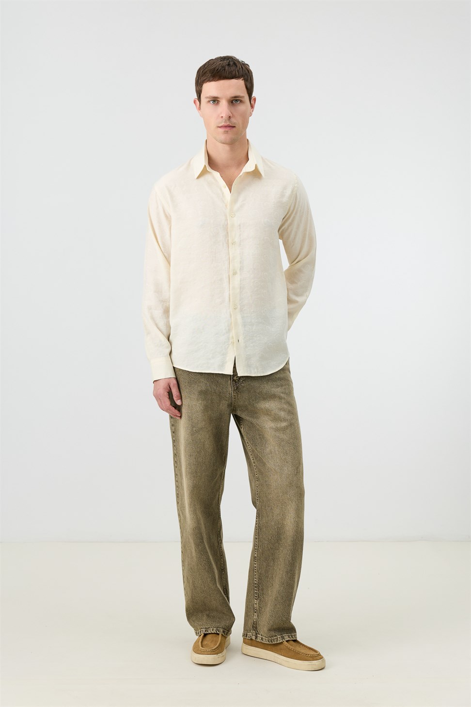 Mens Patterned Shirt with Modal Blend