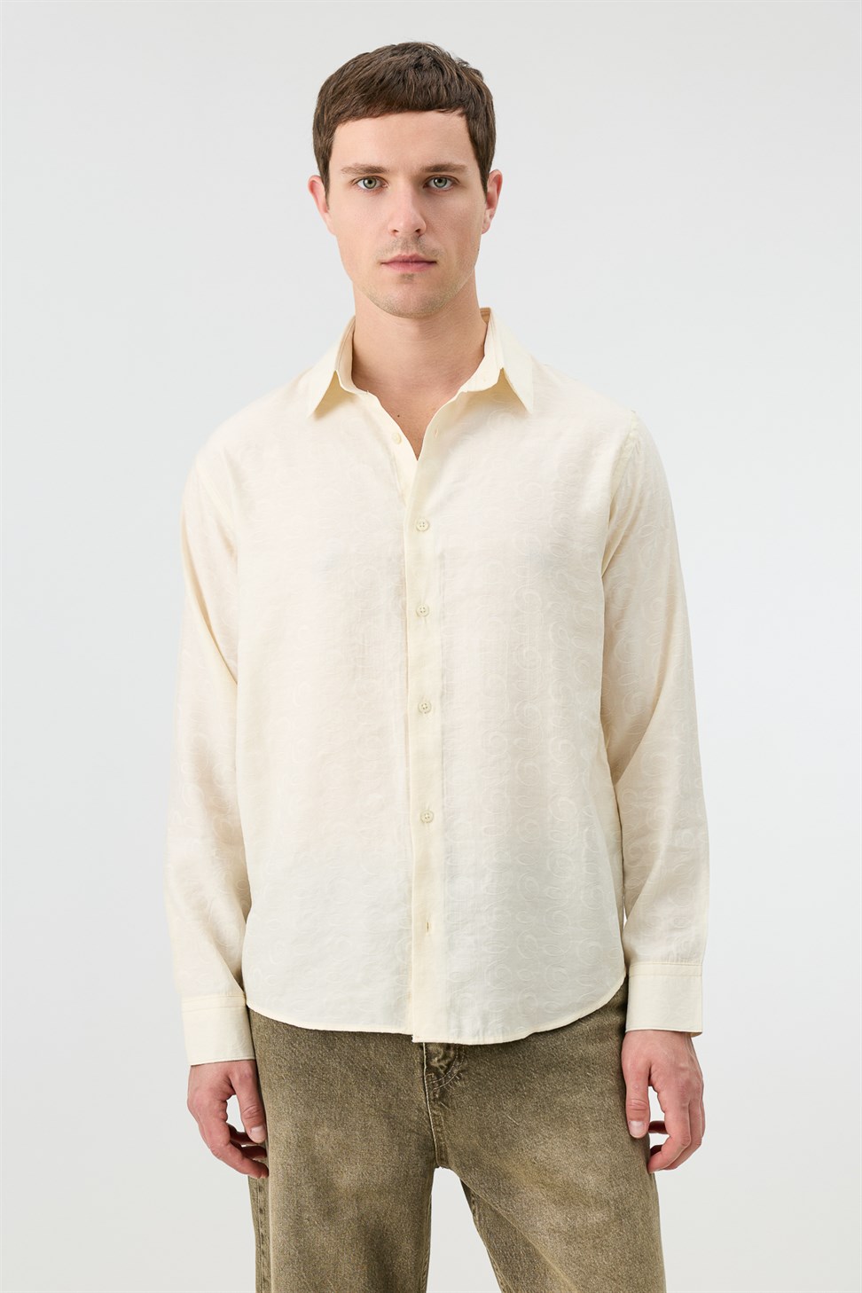 Mens Patterned Shirt with Modal Blend