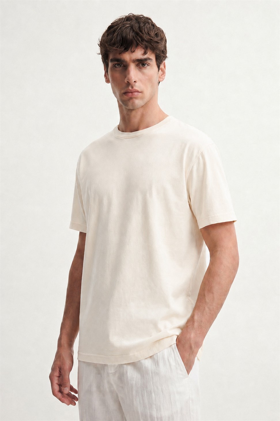 Antioch Ekru Pamuklu Erkek T-Shirt