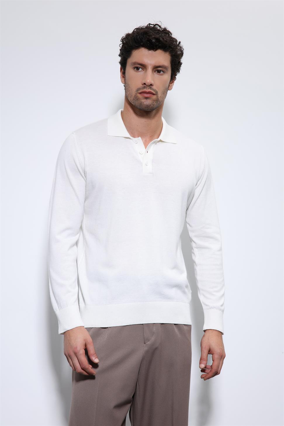 Antioch Ekru Polo Yaka Erkek Kazak