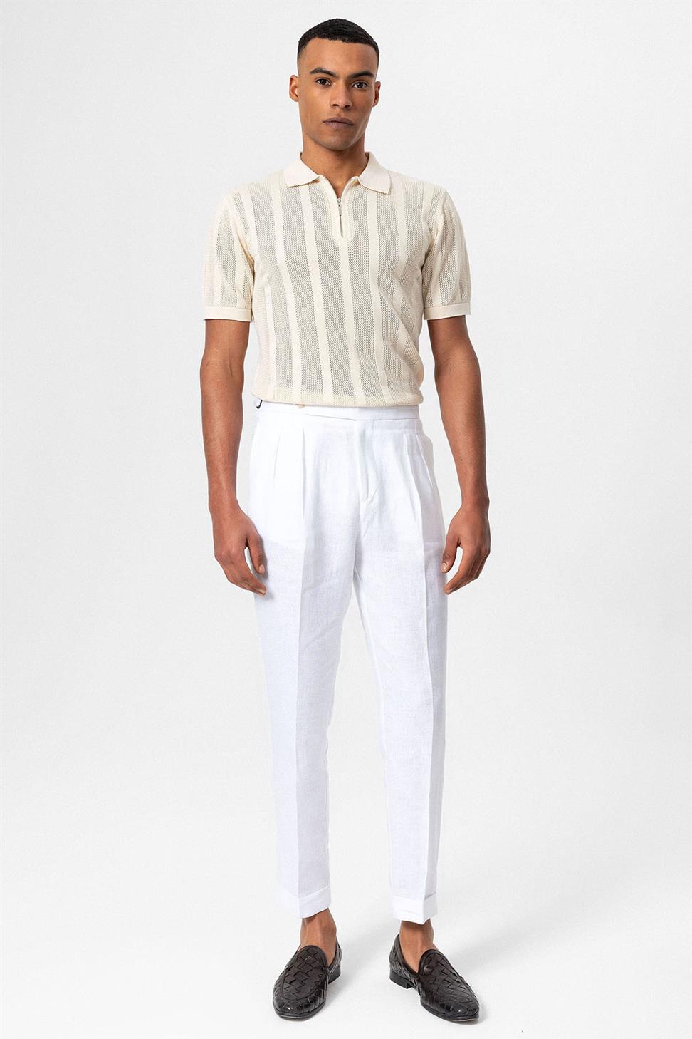 تي شيرت رجالي محبوك بياقة بولو بياقة بولو بسحاب