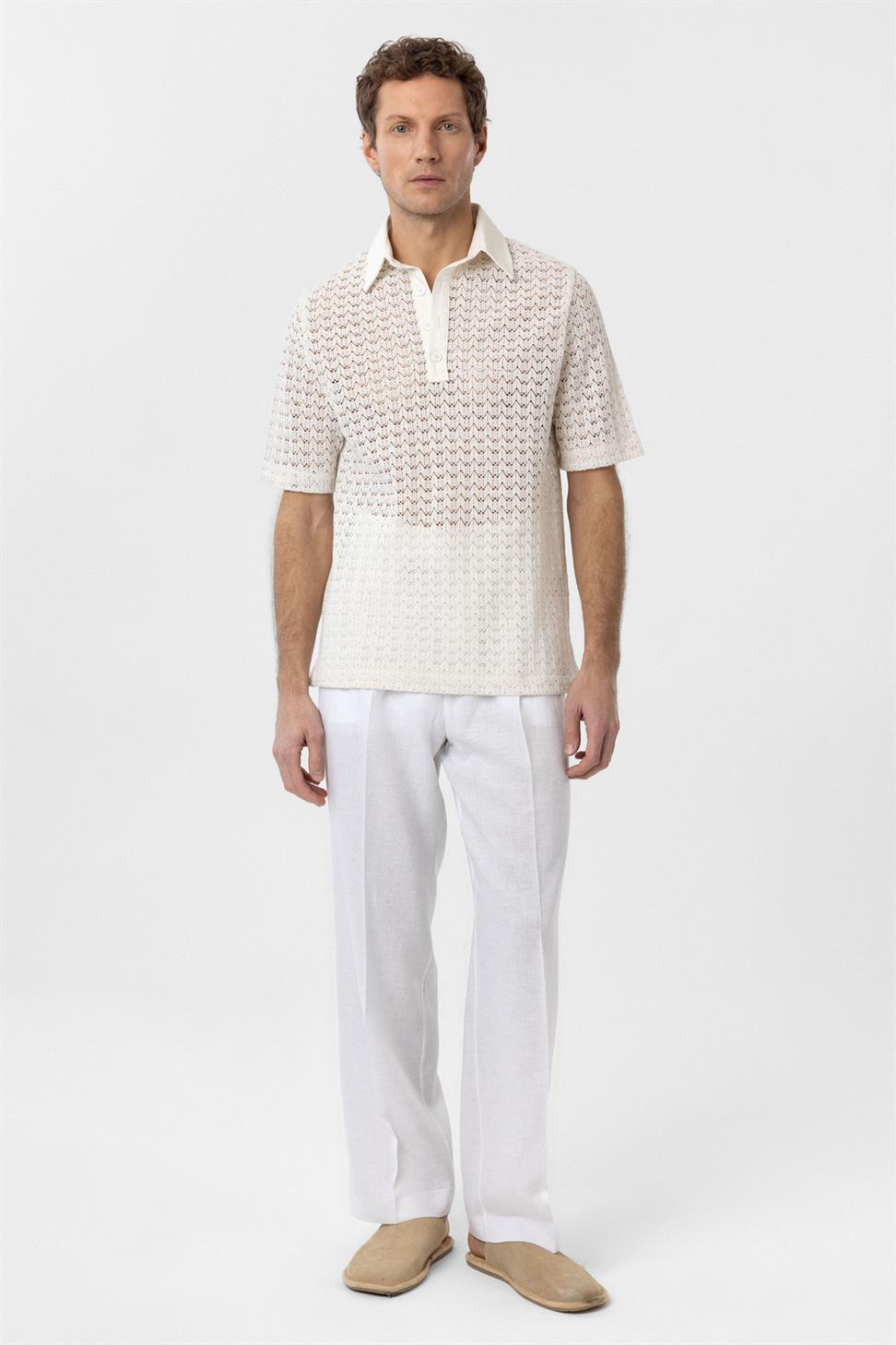 Antioch Ekru Polo Yaka Örgü Erkek T-Shirt