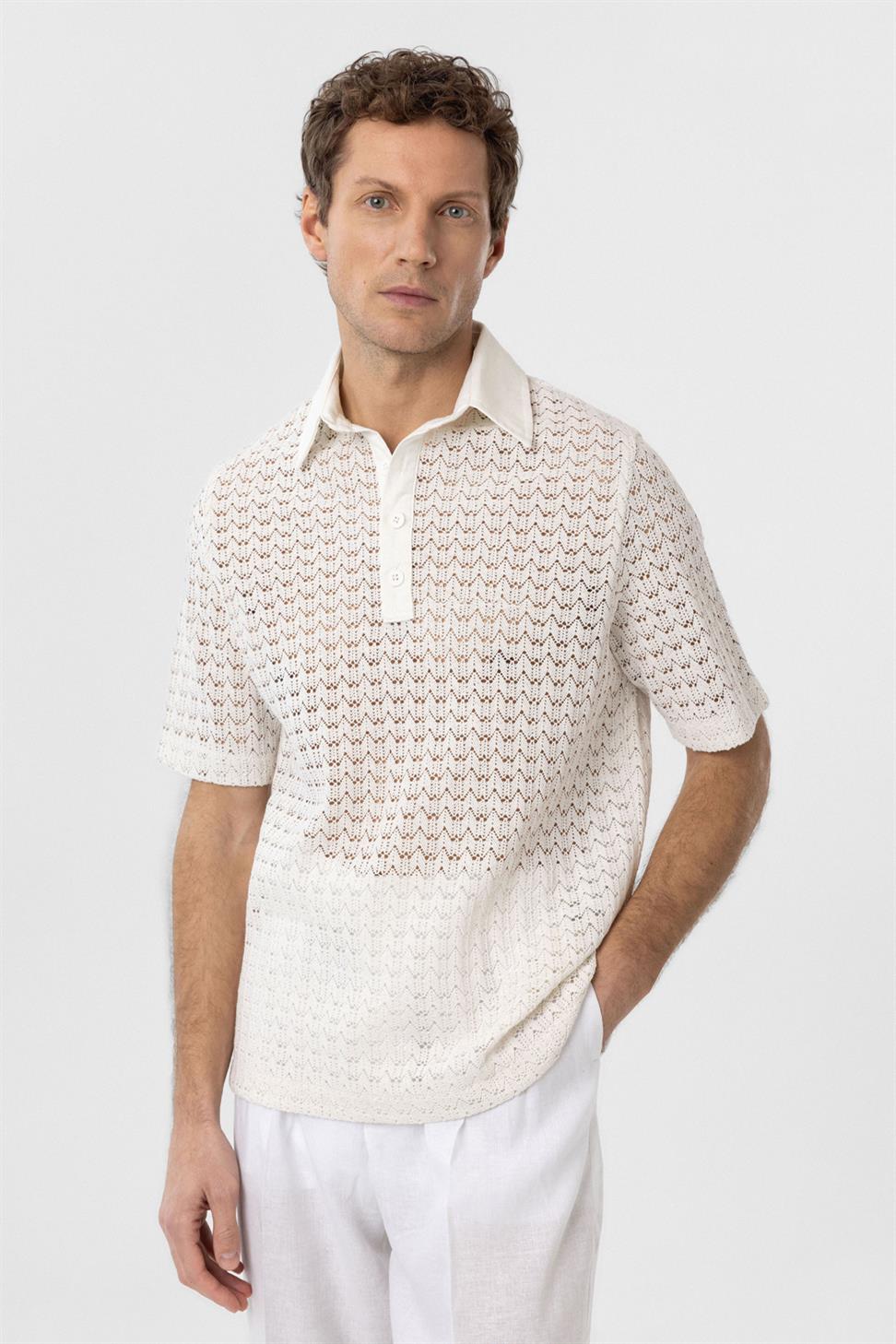 Antioch Ekru Polo Yaka Örgü Erkek T-Shirt