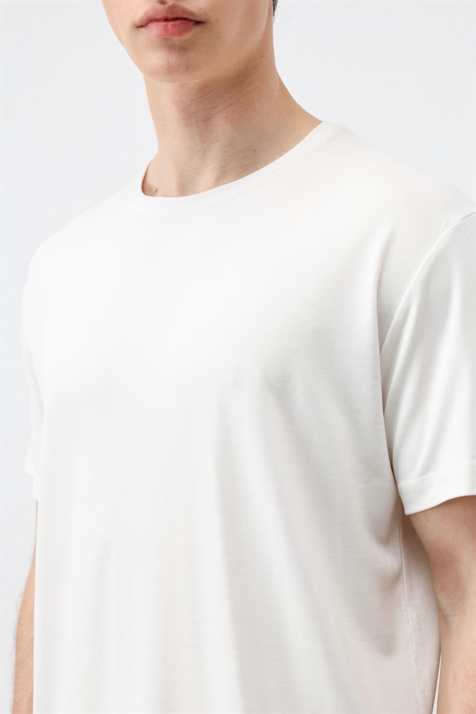 Antioch Ekru Regular Fit Modal Teknik Kumaş Erkek T-Shirt