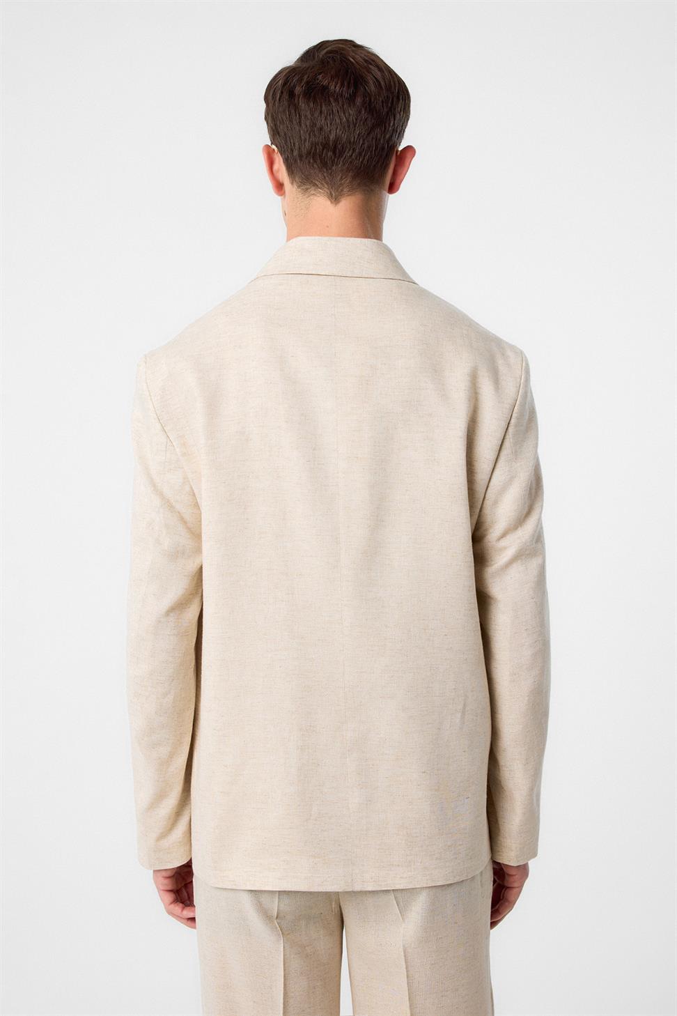 Relaxed Fit Linen Blend Mens Blazer Jacket