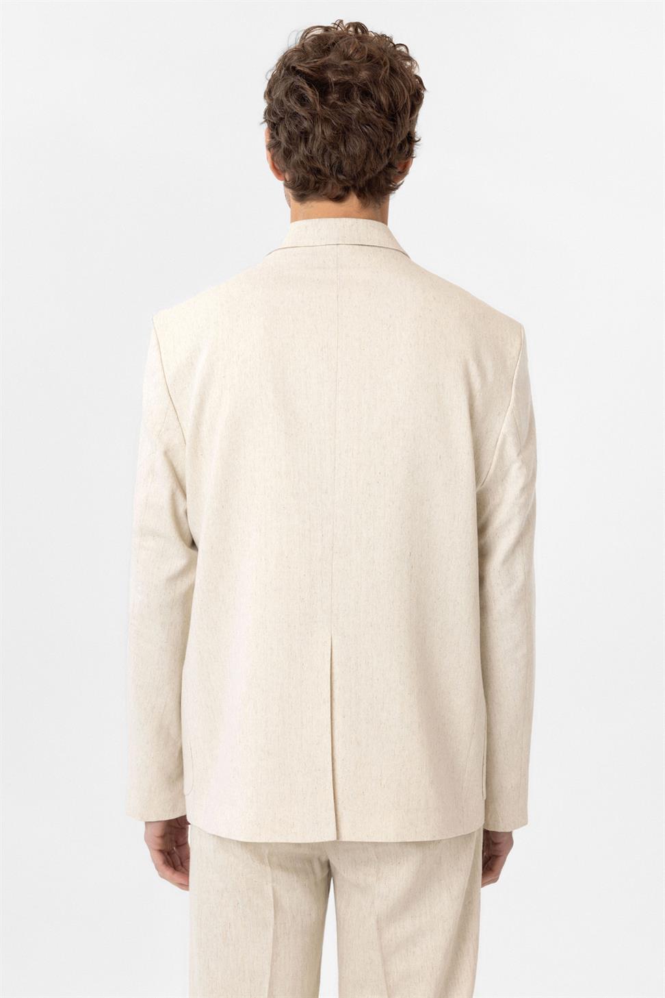 Relaxed Fit Linen Blend Mens Blazer Jacket
