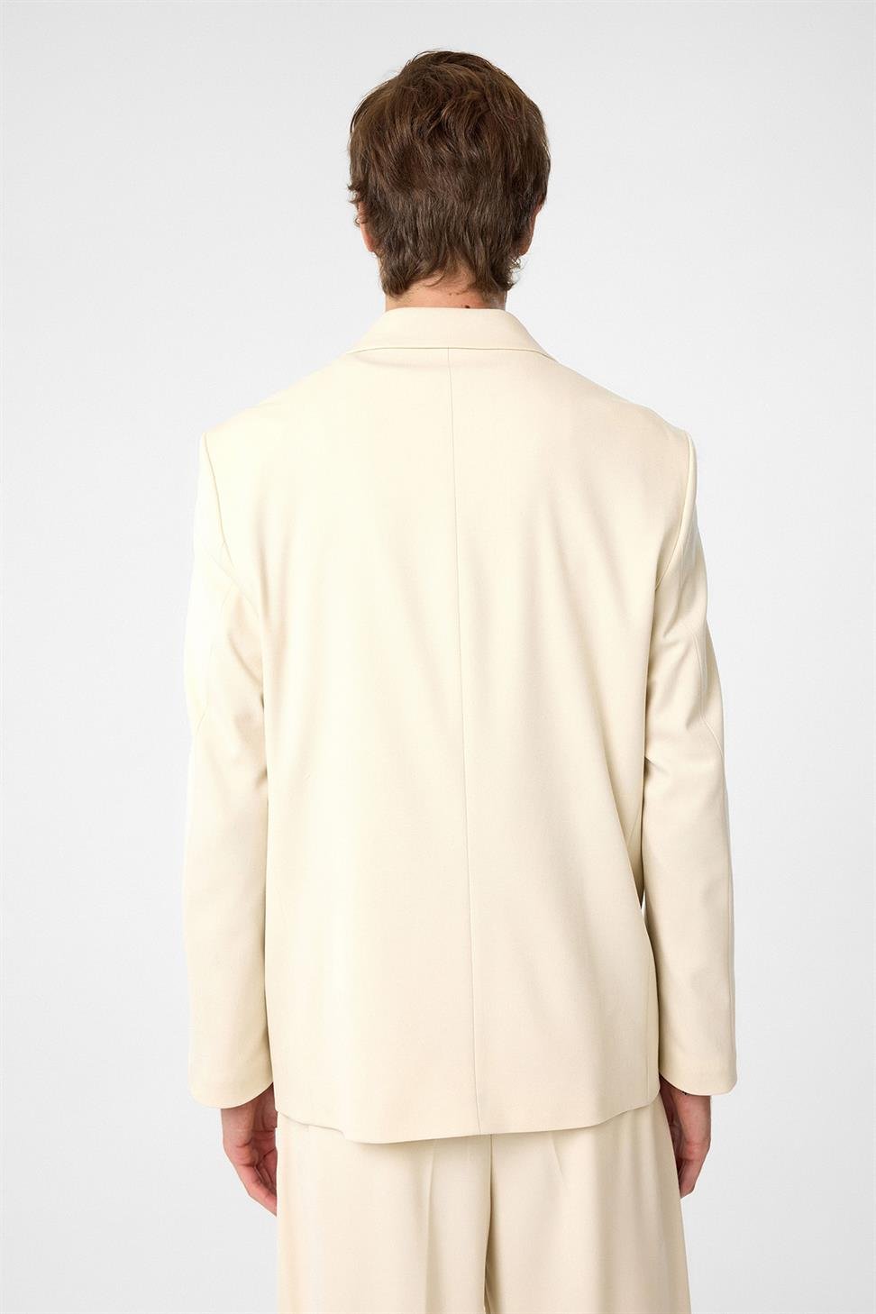 Antioch Ekru Relax Fit Kruvaze Erkek Blazer Ceket