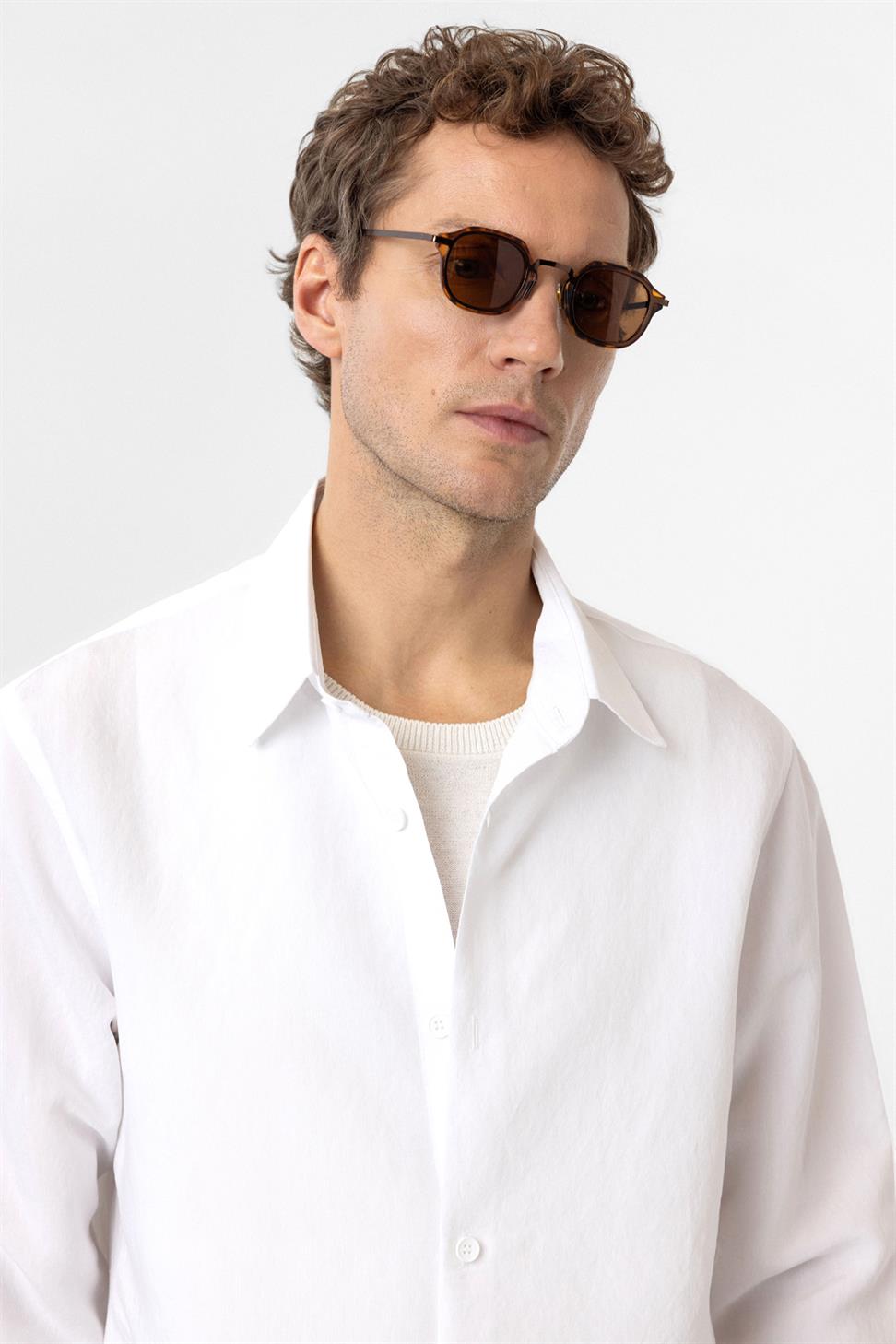 Antioch Ekru Relax Fit Modal Kumaş Erkek Gömlek