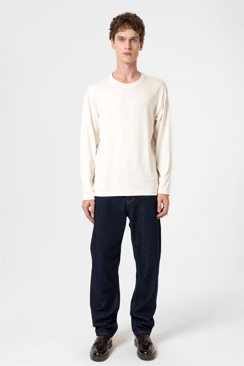 Antioch Ekru Relaxed Fit Basic Erkek T-Shirt