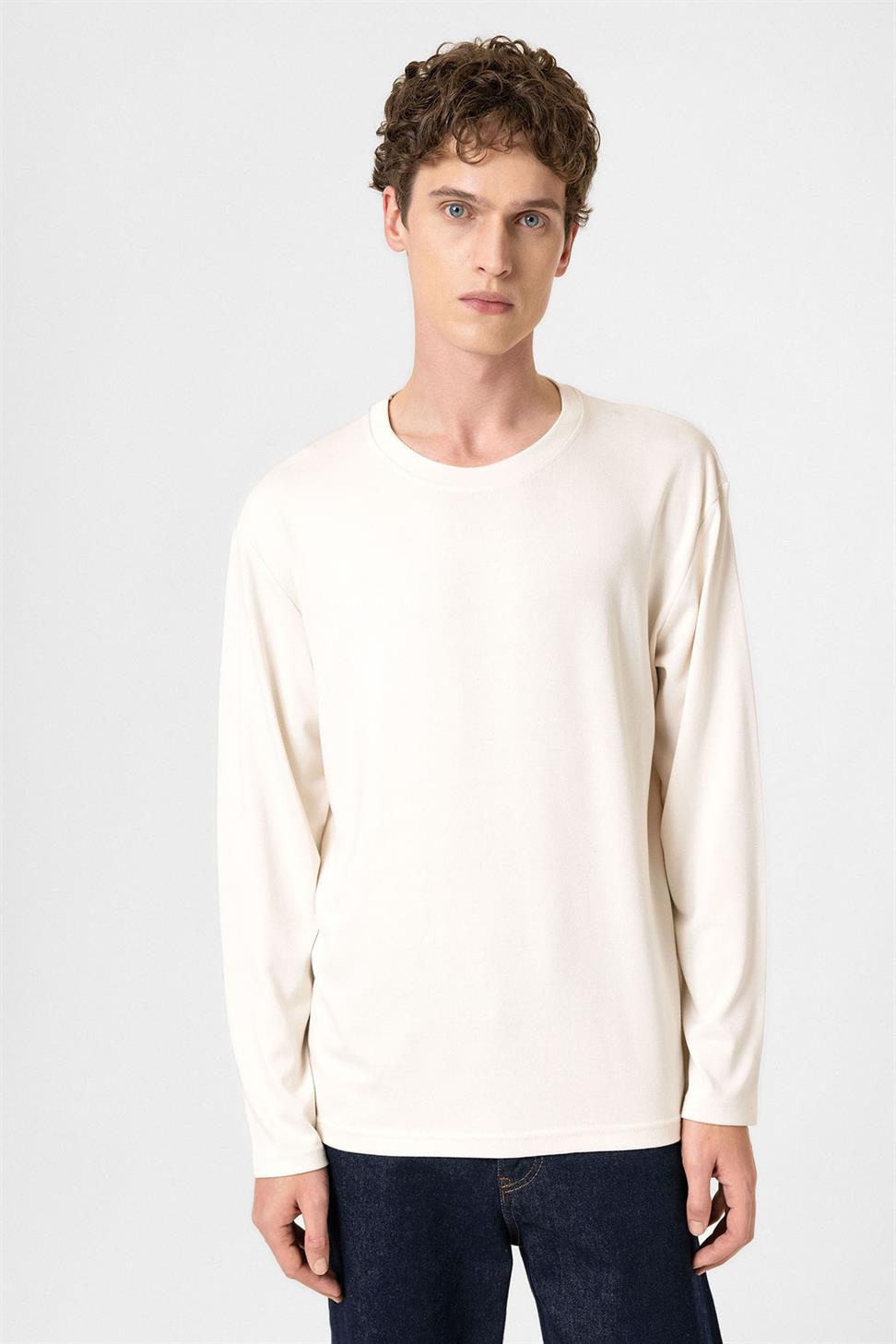 Antioch Ekru Relaxed Fit Basic Erkek T-Shirt