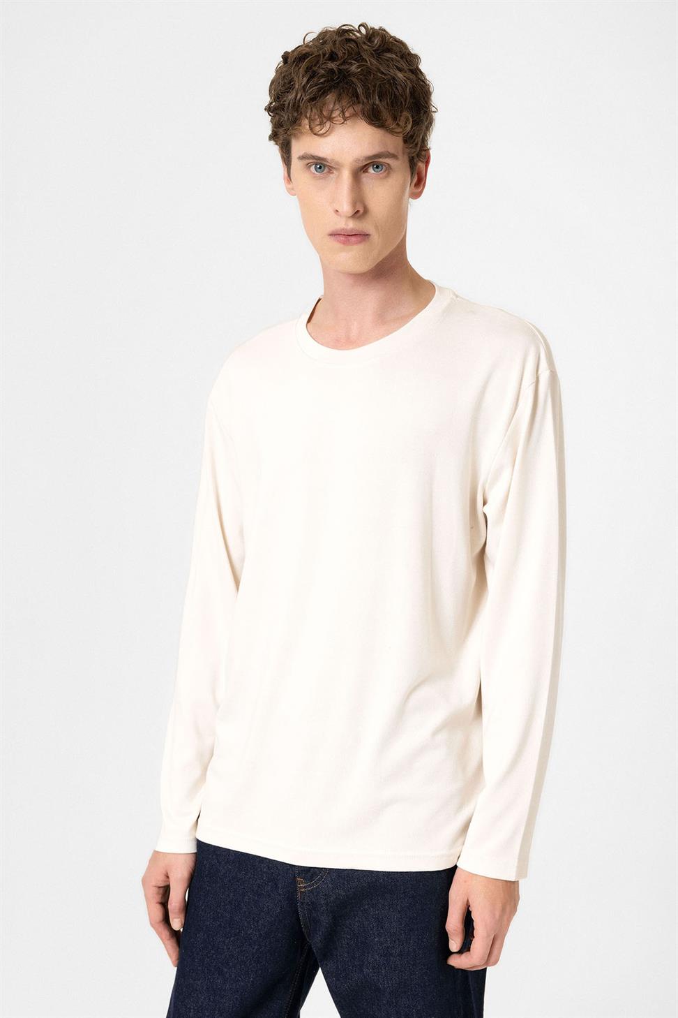 Antioch Ekru Relaxed Fit Basic Erkek T-Shirt
