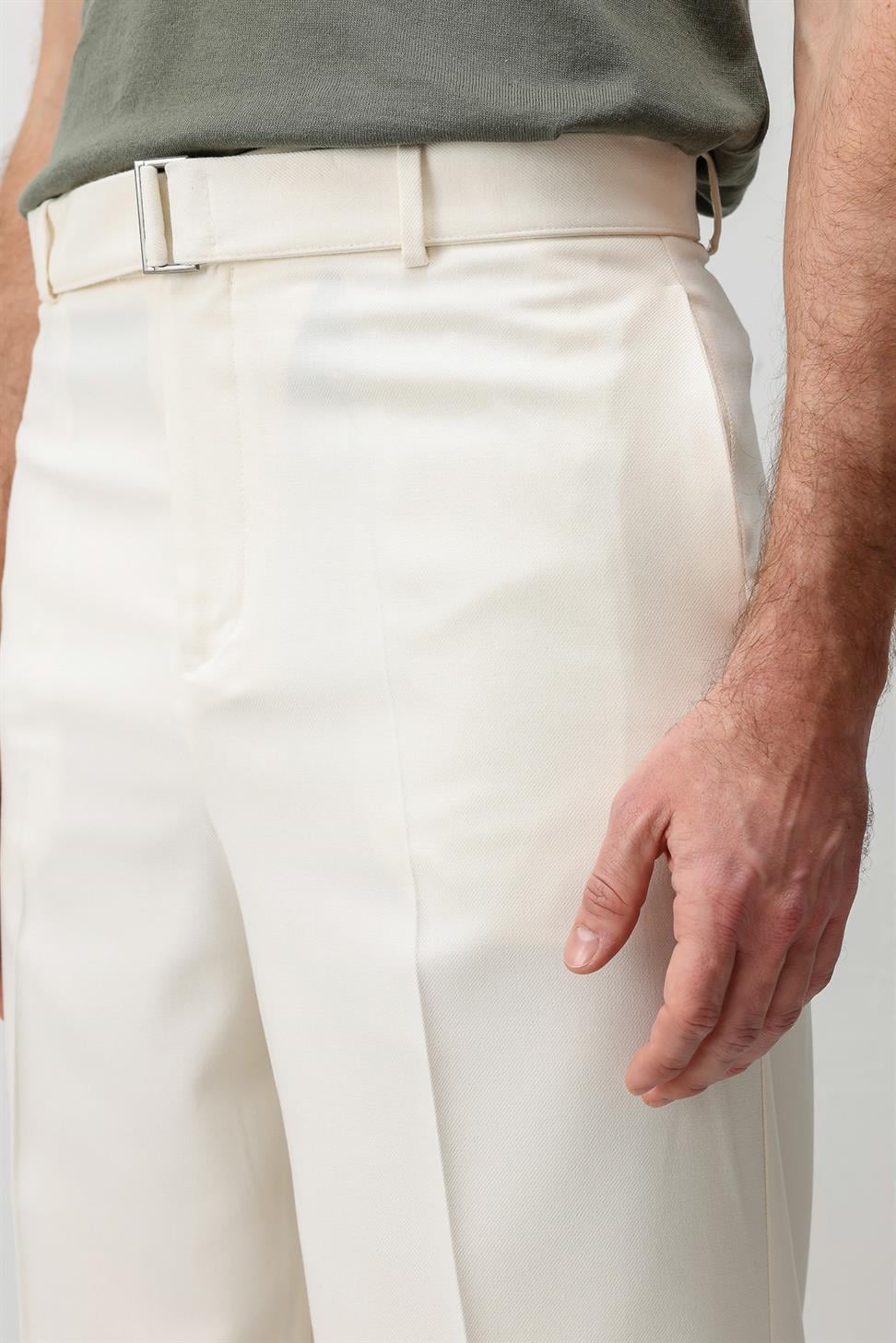 Relaxed Fit Belted Mens Pants