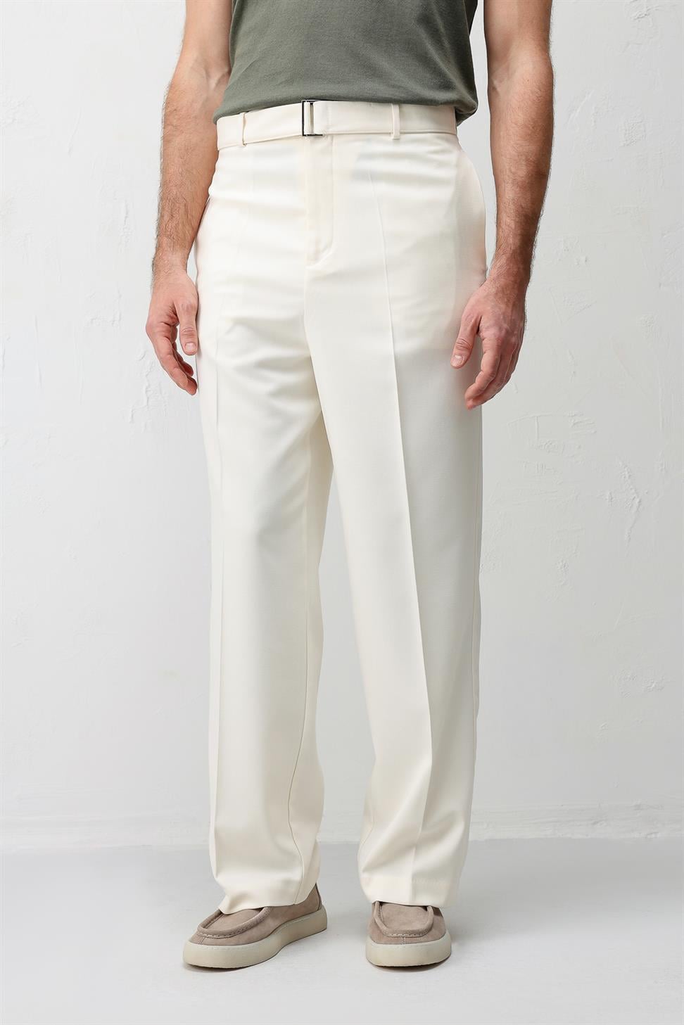 Relaxed Fit Belted Mens Pants