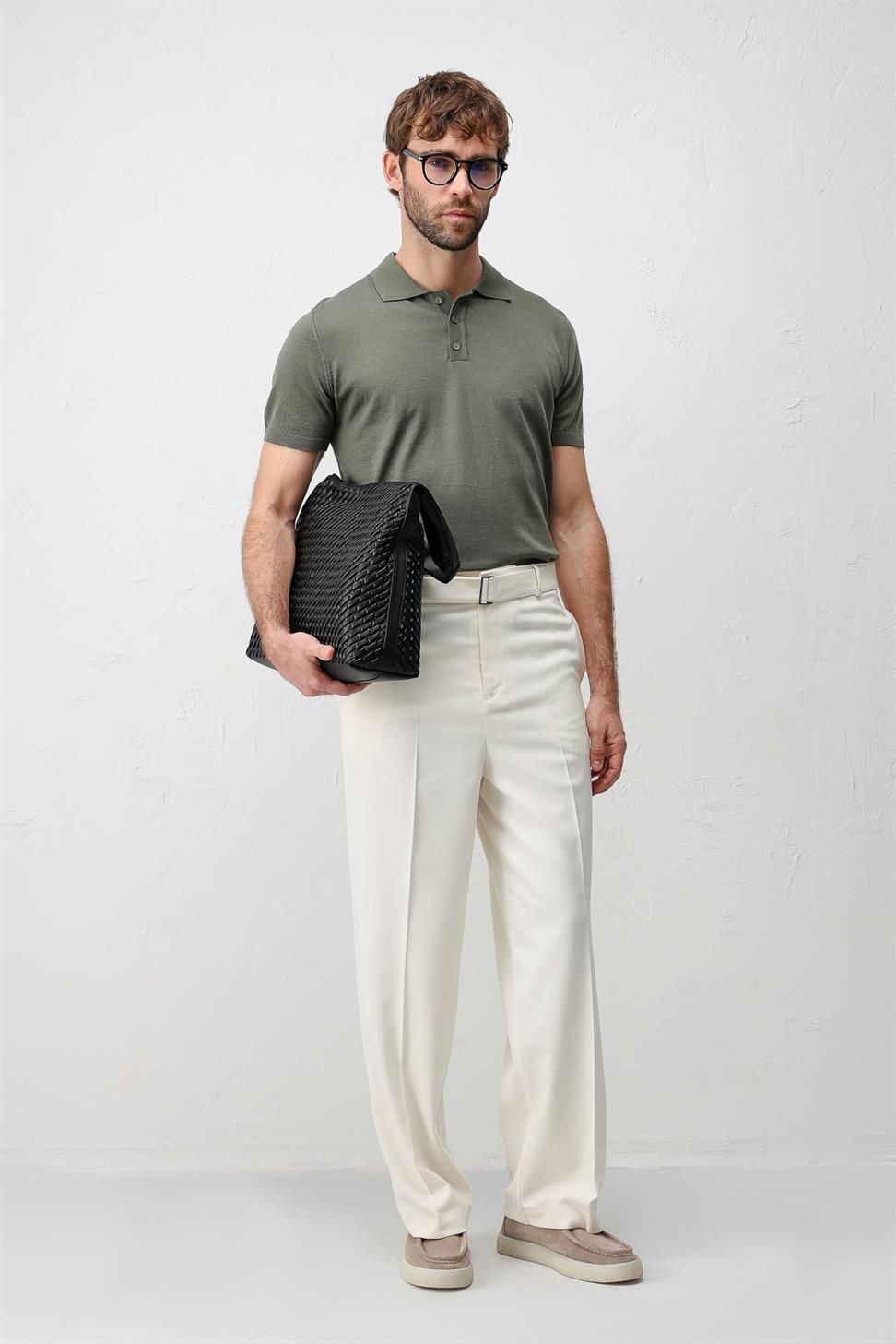 Relaxed Fit Belted Mens Pants