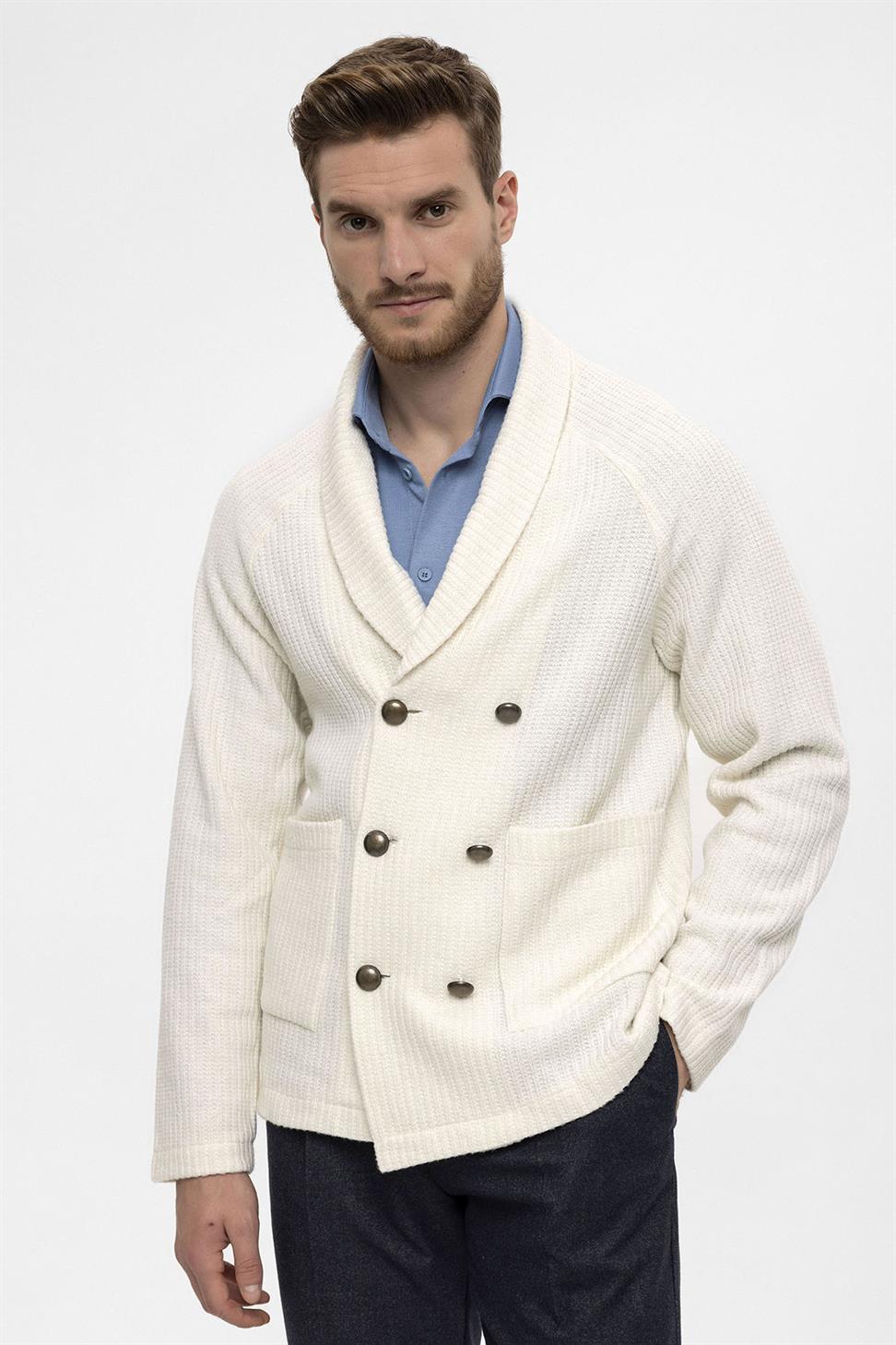 سترة شال طوق مزدوجة الصدر إغلاق الرجال