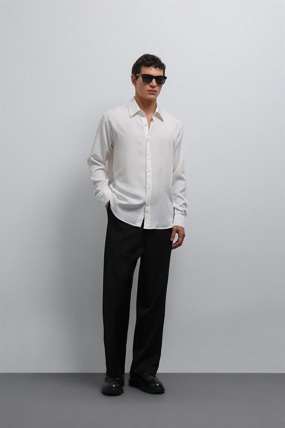 Antioch Ekru Teknik Regular Fit Erkek Gömlek