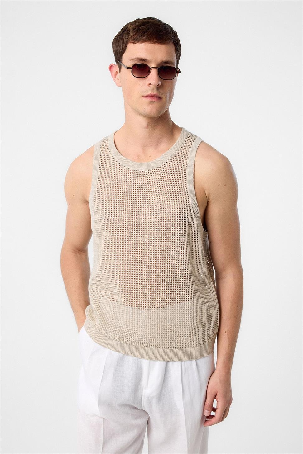 Antioch Ekru Triko Erkek Atlet