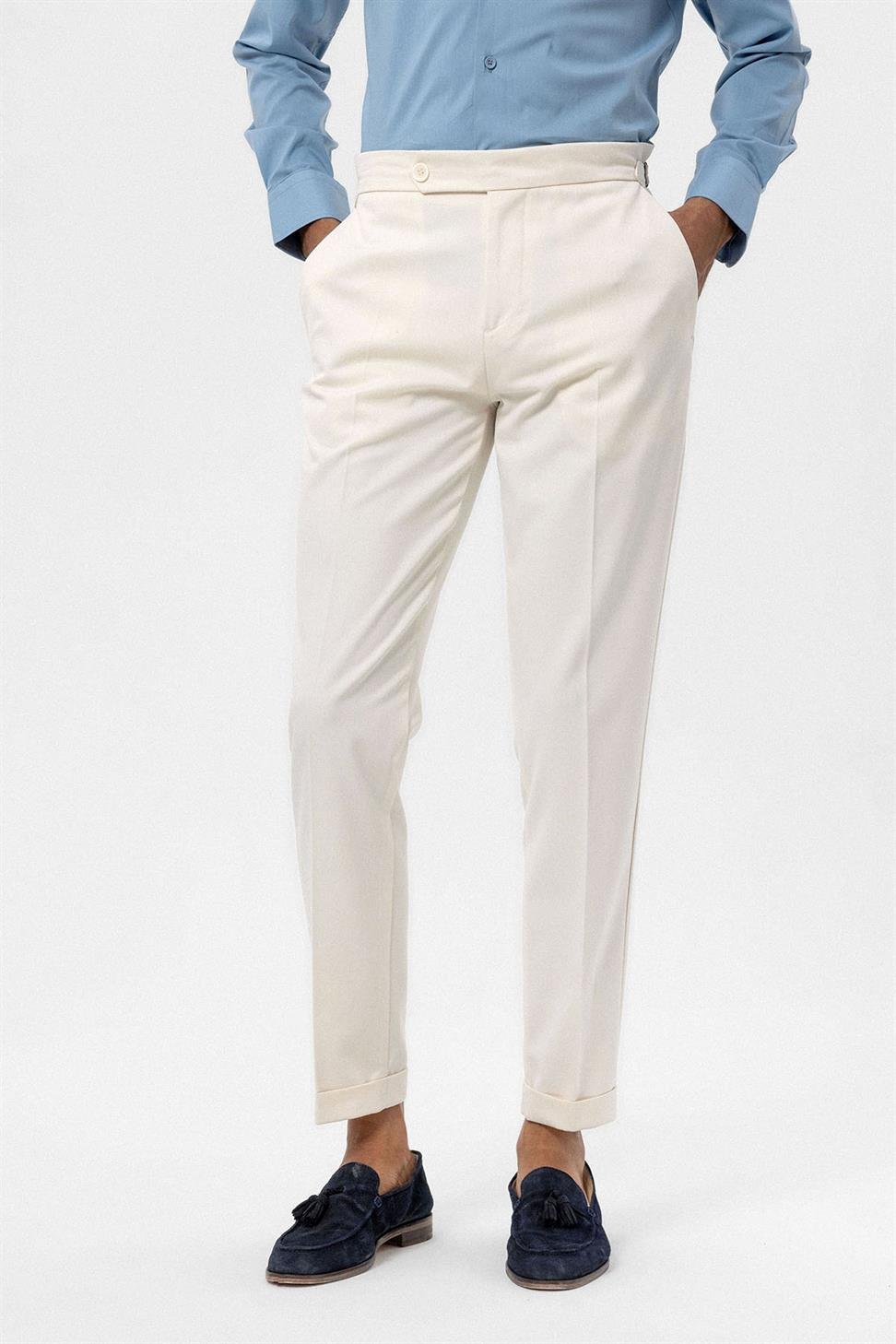 بنطلون رجالي بخصر عالٍ عادي للرجال