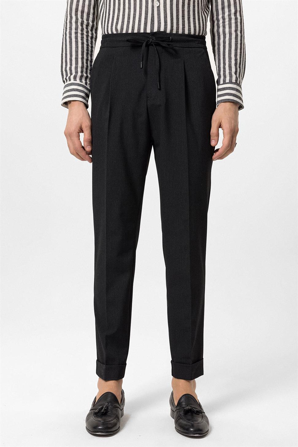 مرونة الخصر مطوي السراويل الرجالية