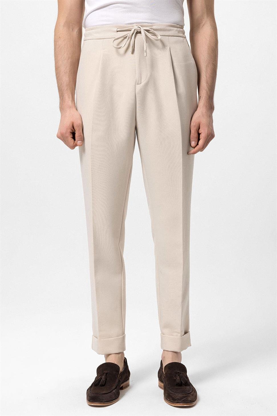 مرونة الخصر مطوي السراويل الرجالية