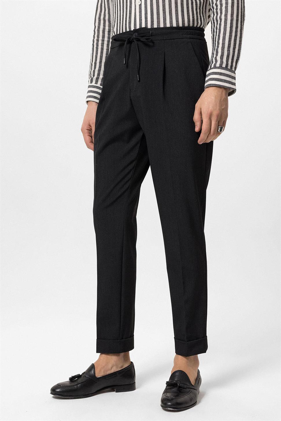 مرونة الخصر مطوي السراويل الرجالية