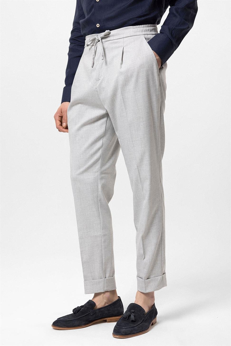 مرونة الخصر مطوي السراويل الرجالية