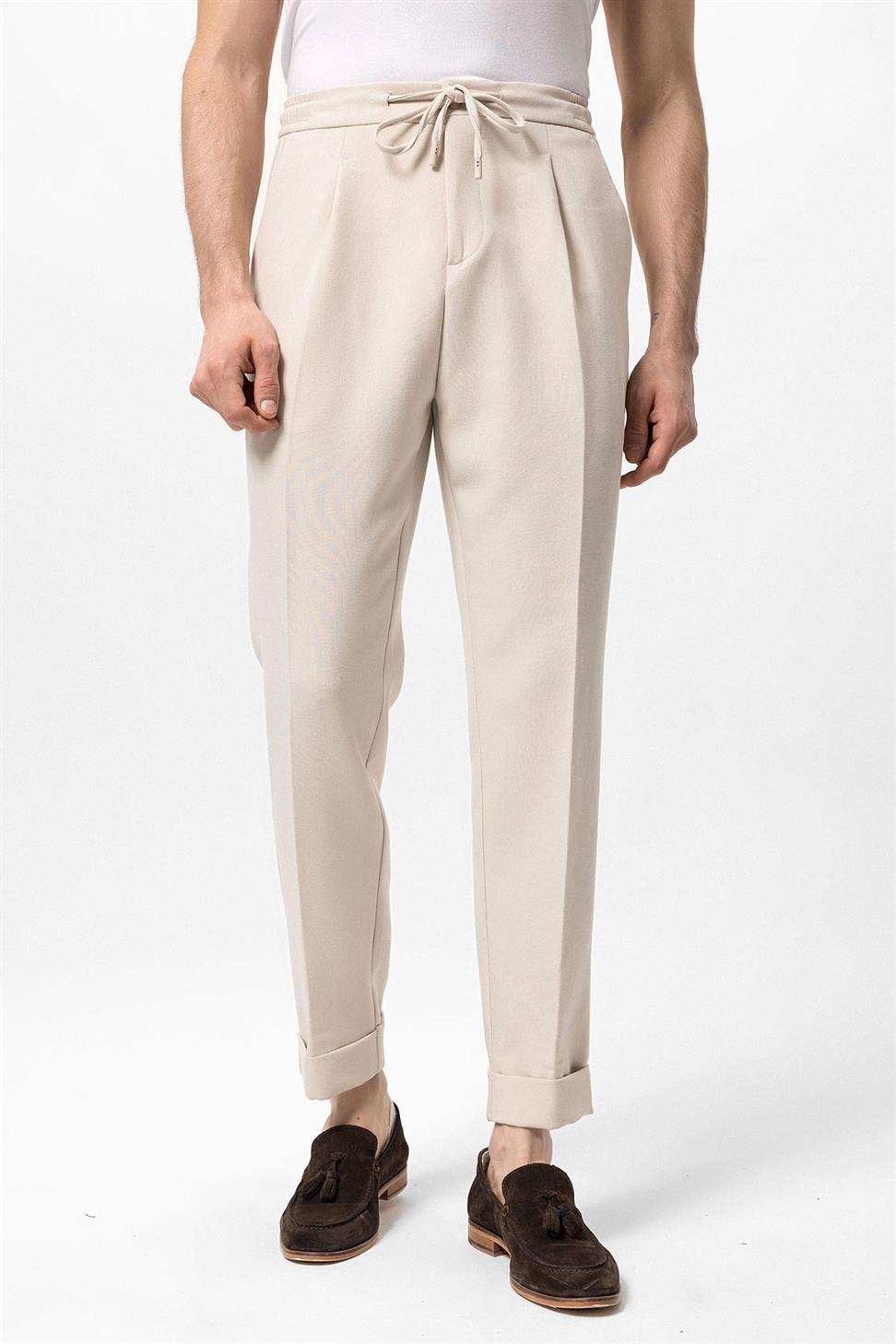 مرونة الخصر مطوي السراويل الرجالية