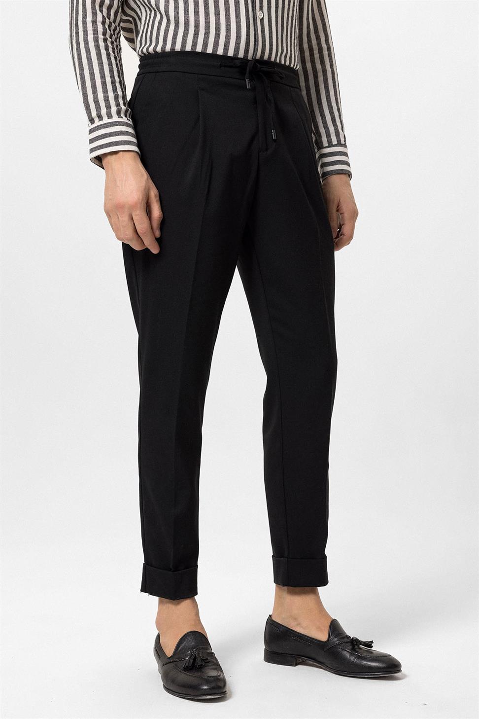 مرونة الخصر مطوي السراويل الرجالية