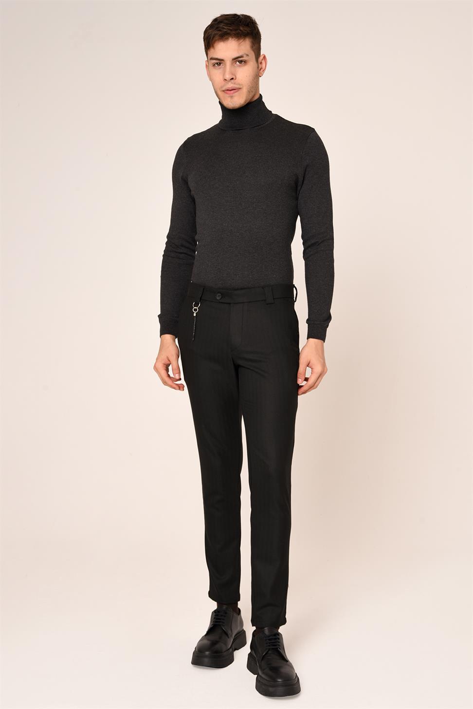 بنطال بقصة ضيقة منقوش بنمط متعرج للرجال