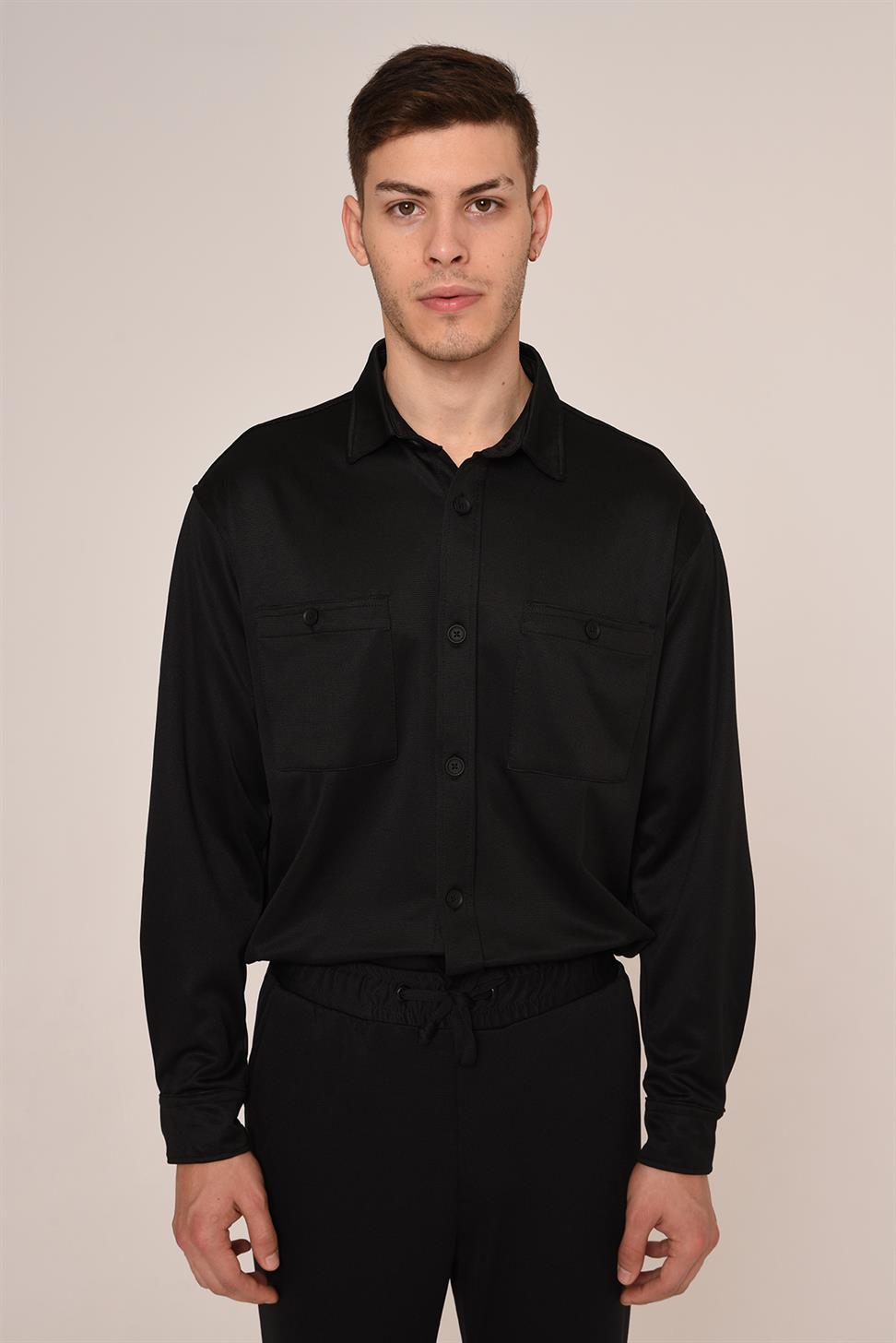 طقم قميص رجالي وسروال رياضي بخصر مطاطي