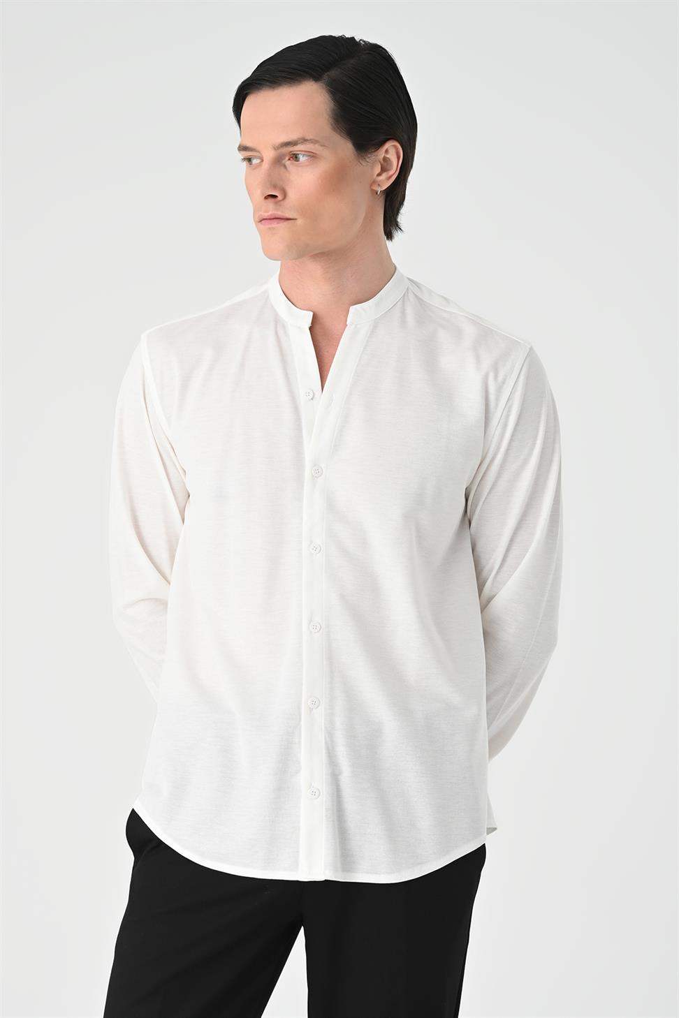 قميص رجالي ذو ياقة كلاسيكية وأكمام طويلة