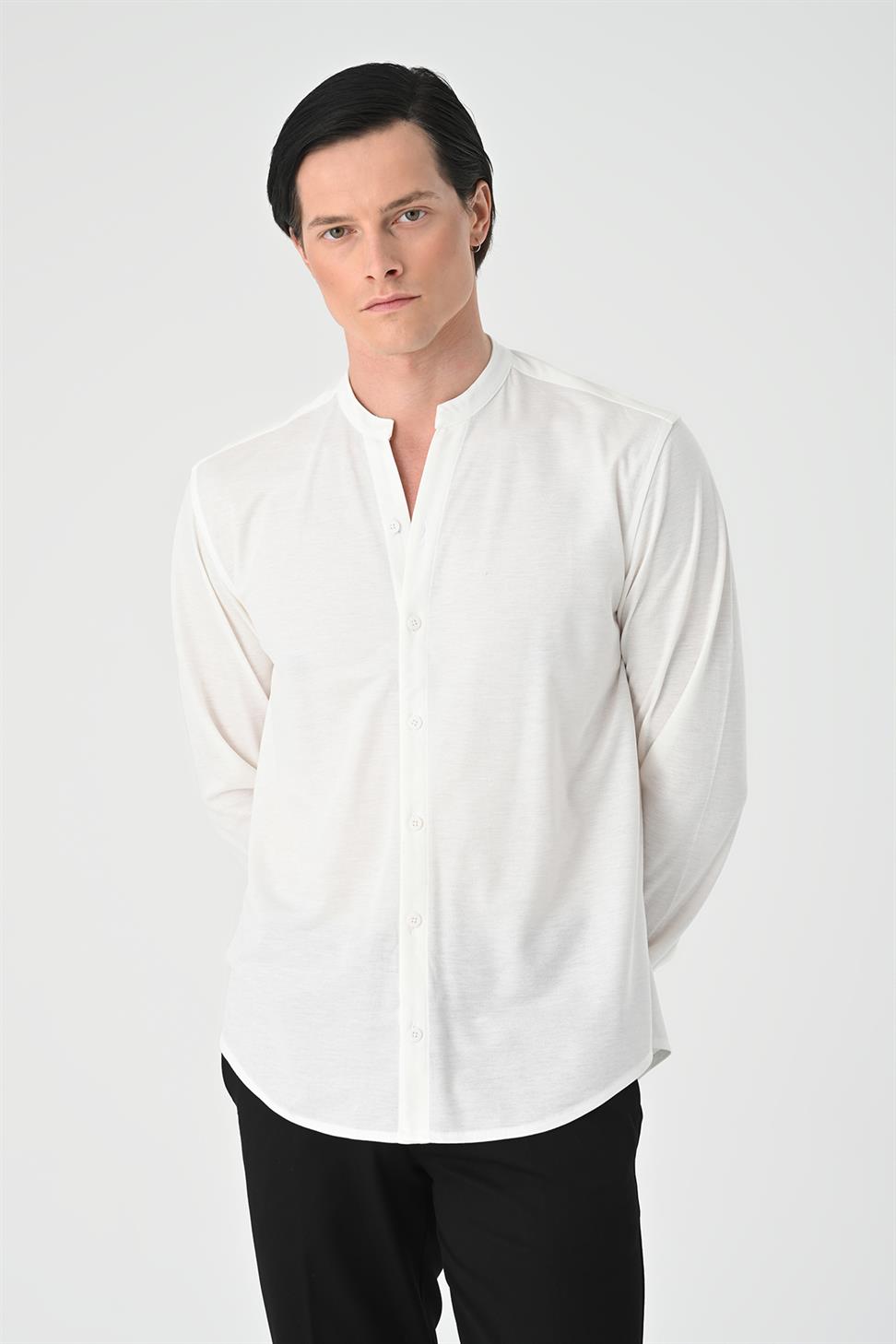 قميص رجالي ذو ياقة كلاسيكية وأكمام طويلة