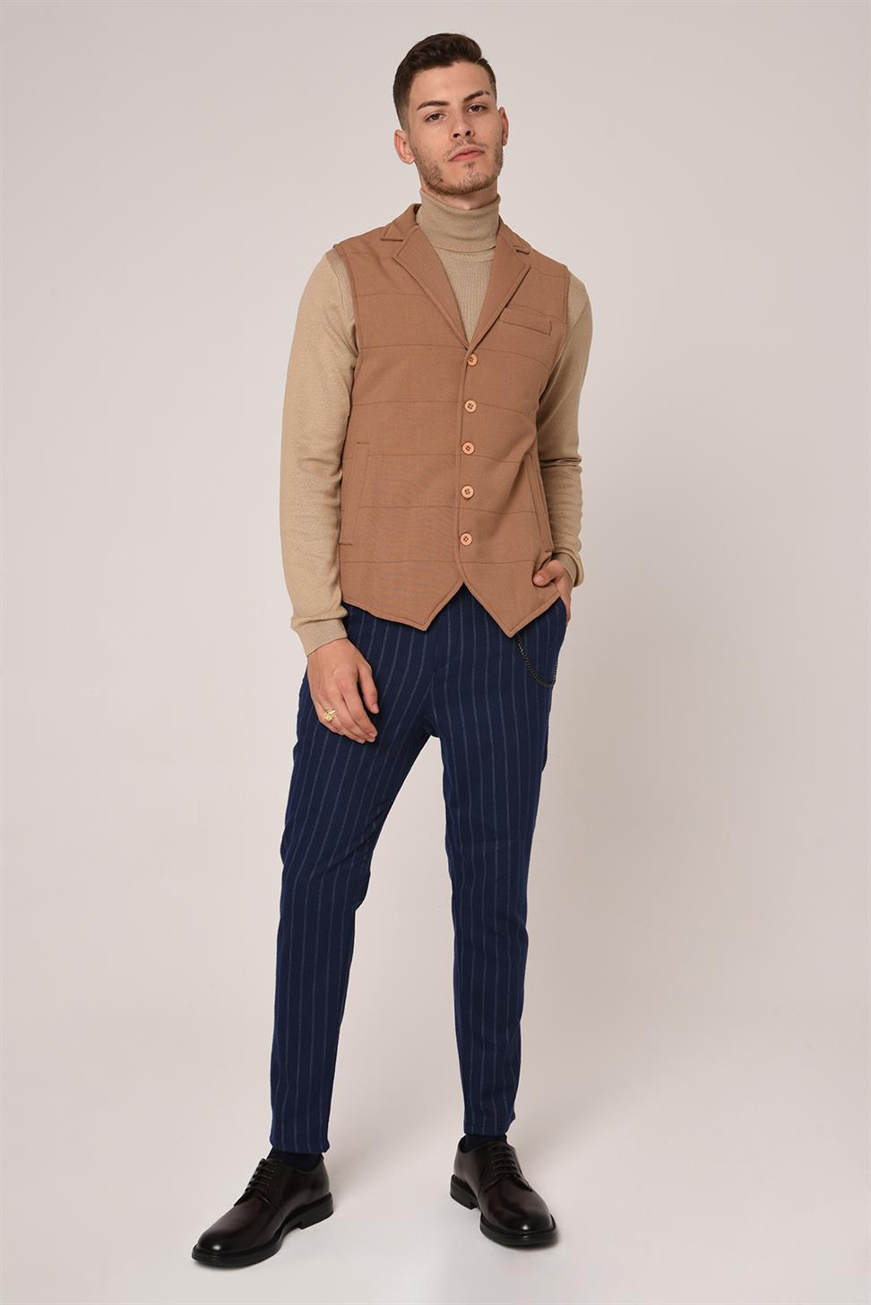 بنطلون مخطط بقصة ضيقة للرجال