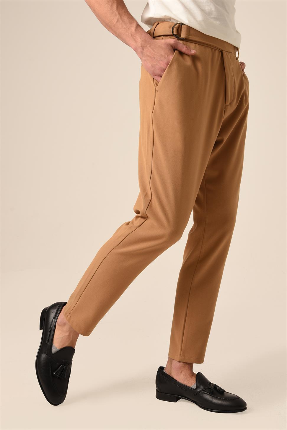 بنطلون رجالي بحزام عالي الخصر