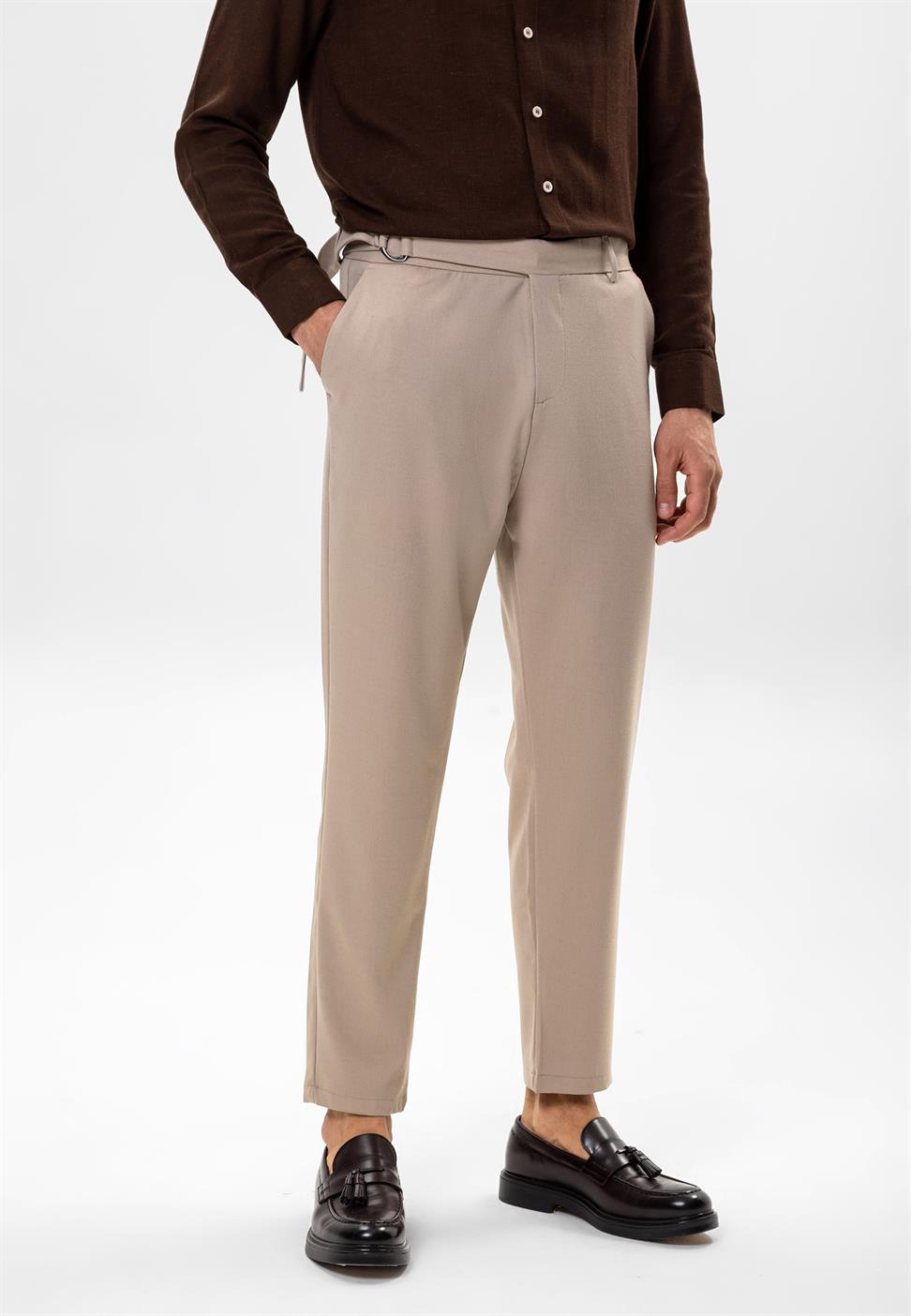 بنطلون رجالي بحزام عالي الخصر